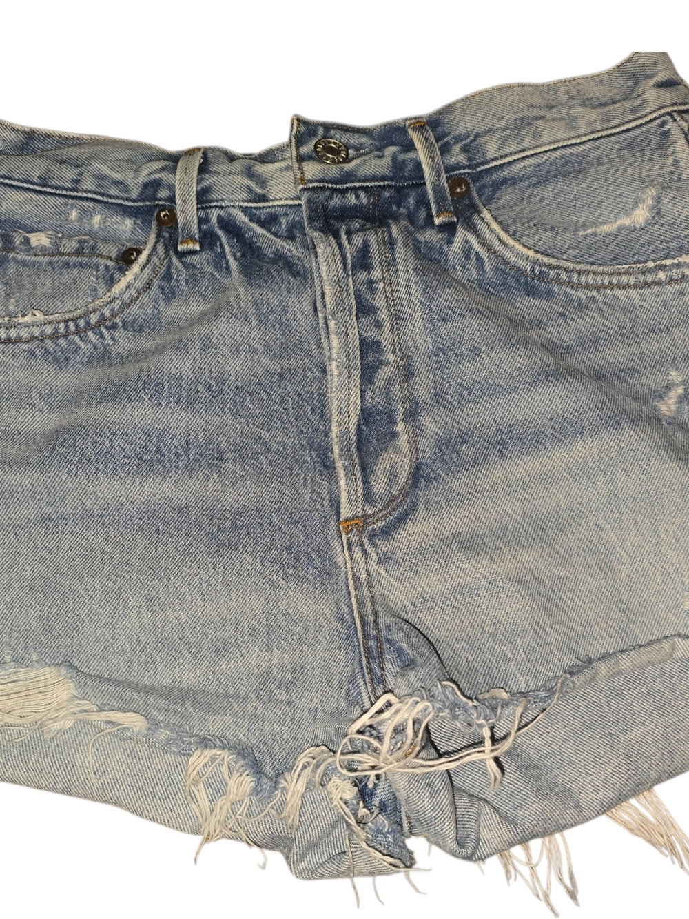 AGOLDE Sz 28 EUC Light Wash Distressed Denim Cutoff Shorts